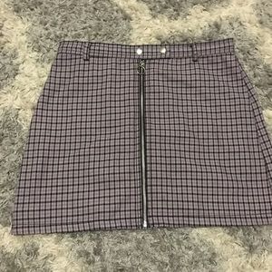 Purple plaid zip front skirt